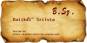 Balikó Szilvia névjegykártya